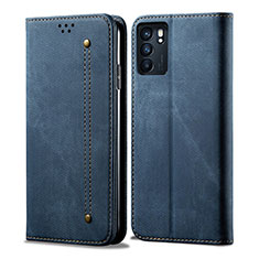 Funda de pano Cartera con Soporte para Oppo Reno6 Z 5G Azul