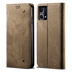 Funda de pano Cartera con Soporte para Oppo Reno7 4G Caqui