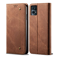 Funda de pano Cartera con Soporte para Oppo Reno7 Pro 5G Marron