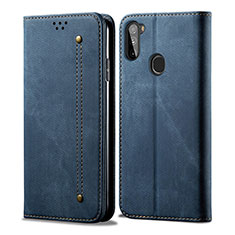 Funda de pano Cartera con Soporte para Samsung Galaxy M11 Azul