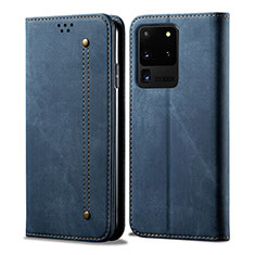 Funda de pano Cartera con Soporte para Samsung Galaxy S20 Ultra Azul