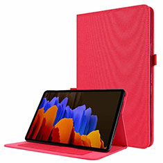 Funda de pano Cartera con Soporte para Samsung Galaxy Tab S7 4G 11 SM-T875 Rojo