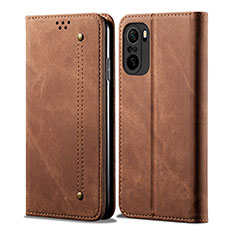 Funda de pano Cartera con Soporte para Xiaomi Mi 11i 5G Marron