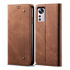 Funda de pano Cartera con Soporte para Xiaomi Mi 12 Pro 5G Marron