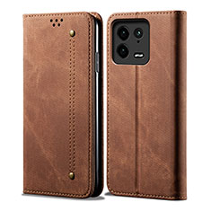 Funda de pano Cartera con Soporte para Xiaomi Mi 13 5G Marron