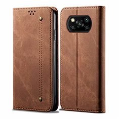 Funda de pano Cartera con Soporte para Xiaomi Poco X3 Pro Marron