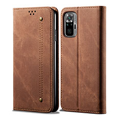 Funda de pano Cartera con Soporte para Xiaomi Redmi Note 10 4G Marron