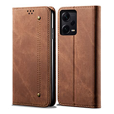 Funda de pano Cartera con Soporte para Xiaomi Redmi Note 12 Pro+ Plus 5G Marron