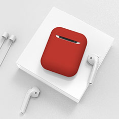 Funda de Silicona con Mosqueton Enchufe para AirPods Carcasa de Carga C01 Rojo