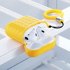 Funda de Silicona con Mosqueton Enchufe para AirPods Carcasa de Carga C04 Amarillo