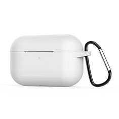 Funda de Silicona con Mosqueton Enchufe para AirPods Pro Carcasa de Carga C02 Blanco