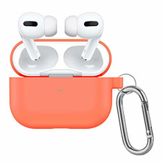 Funda de Silicona con Mosqueton Enchufe para AirPods Pro Carcasa de Carga Naranja