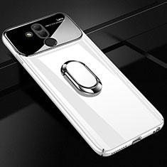 Funda Dura Plastico Rigida Carcasa Espejo 360 Grados con Magnetico Anillo de dedo Soporte para Huawei Mate 20 Lite Blanco