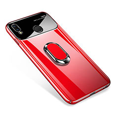 Funda Dura Plastico Rigida Carcasa Espejo 360 Grados con Magnetico Anillo de dedo Soporte para Huawei P Smart+ Plus Rojo