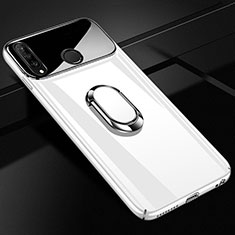 Funda Dura Plastico Rigida Carcasa Espejo 360 Grados con Magnetico Anillo de dedo Soporte para Huawei P30 Lite Blanco