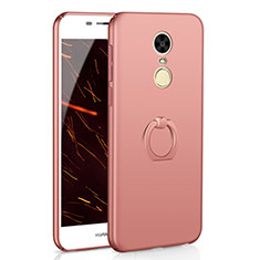 Funda Dura Plastico Rigida Carcasa Mate con Anillo de dedo Soporte A01 para Huawei Enjoy 6 Oro Rosa