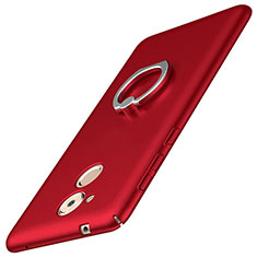 Funda Dura Plastico Rigida Carcasa Mate con Anillo de dedo Soporte A01 para Huawei Enjoy 6S Rojo