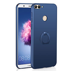 Funda Dura Plastico Rigida Carcasa Mate con Anillo de dedo Soporte A01 para Huawei Enjoy 7S Azul