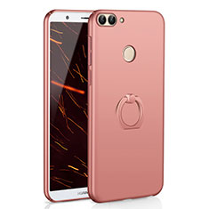 Funda Dura Plastico Rigida Carcasa Mate con Anillo de dedo Soporte A01 para Huawei Enjoy 7S Oro Rosa