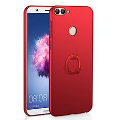 Funda Dura Plastico Rigida Carcasa Mate con Anillo de dedo Soporte A01 para Huawei Enjoy 7S Rojo