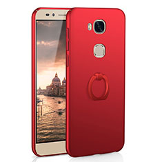 Funda Dura Plastico Rigida Carcasa Mate con Anillo de dedo Soporte A01 para Huawei GR5 Rojo
