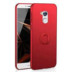 Funda Dura Plastico Rigida Carcasa Mate con Anillo de dedo Soporte A01 para Huawei Honor 6A Rojo