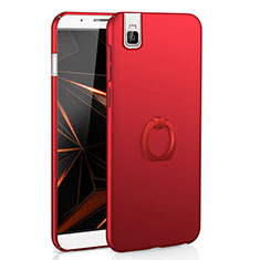 Funda Dura Plastico Rigida Carcasa Mate con Anillo de dedo Soporte A01 para Huawei Honor 7i shot X Rojo