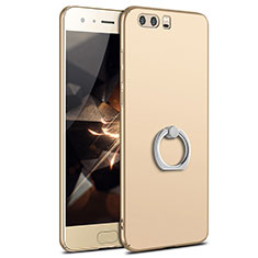 Funda Dura Plastico Rigida Carcasa Mate con Anillo de dedo Soporte A01 para Huawei Honor 9 Oro