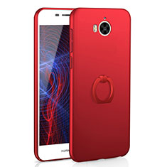 Funda Dura Plastico Rigida Carcasa Mate con Anillo de dedo Soporte A01 para Huawei Honor Play 6 Rojo