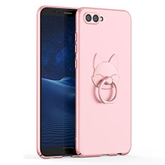 Funda Dura Plastico Rigida Carcasa Mate con Anillo de dedo Soporte A01 para Huawei Honor V10 Oro Rosa