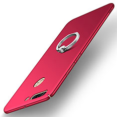 Funda Dura Plastico Rigida Carcasa Mate con Anillo de dedo Soporte A01 para Huawei Honor V9 Rojo