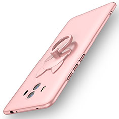 Funda Dura Plastico Rigida Carcasa Mate con Anillo de dedo Soporte A01 para Huawei Mate 10 Oro Rosa