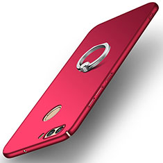 Funda Dura Plastico Rigida Carcasa Mate con Anillo de dedo Soporte A01 para Huawei Nova 2 Rojo