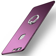 Funda Dura Plastico Rigida Carcasa Mate con Anillo de dedo Soporte A01 para Huawei P9 Plus Morado