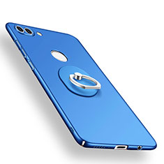 Funda Dura Plastico Rigida Carcasa Mate con Anillo de dedo Soporte A01 para Huawei Y9 (2018) Azul