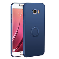 Funda Dura Plastico Rigida Carcasa Mate con Anillo de dedo Soporte A01 para Samsung Galaxy C7 SM-C7000 Azul