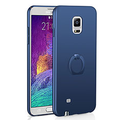 Funda Dura Plastico Rigida Carcasa Mate con Anillo de dedo Soporte A01 para Samsung Galaxy Note 4 Duos N9100 Dual SIM Azul