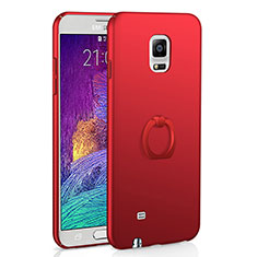 Funda Dura Plastico Rigida Carcasa Mate con Anillo de dedo Soporte A01 para Samsung Galaxy Note 4 Duos N9100 Dual SIM Rojo