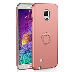 Funda Dura Plastico Rigida Carcasa Mate con Anillo de dedo Soporte A01 para Samsung Galaxy Note 4 SM-N910F Oro Rosa