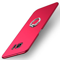 Funda Dura Plastico Rigida Carcasa Mate con Anillo de dedo Soporte A01 para Samsung Galaxy S7 Edge G935F Rojo