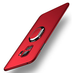 Funda Dura Plastico Rigida Carcasa Mate con Anillo de dedo Soporte A01 para Samsung Galaxy S9 Rojo