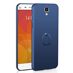 Funda Dura Plastico Rigida Carcasa Mate con Anillo de dedo Soporte A01 para Xiaomi Mi 4 LTE Azul