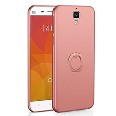 Funda Dura Plastico Rigida Carcasa Mate con Anillo de dedo Soporte A01 para Xiaomi Mi 4 LTE Oro Rosa