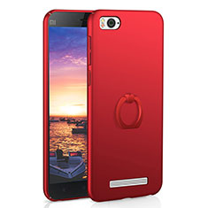 Funda Dura Plastico Rigida Carcasa Mate con Anillo de dedo Soporte A01 para Xiaomi Mi 4C Rojo