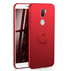 Funda Dura Plastico Rigida Carcasa Mate con Anillo de dedo Soporte A01 para Xiaomi Mi 5S Plus Rojo
