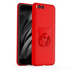 Funda Dura Plastico Rigida Carcasa Mate con Anillo de dedo Soporte A01 para Xiaomi Mi 6 Rojo