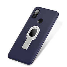Funda Dura Plastico Rigida Carcasa Mate con Anillo de dedo Soporte A01 para Xiaomi Mi 8 Azul