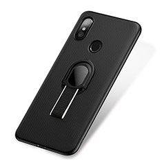 Funda Dura Plastico Rigida Carcasa Mate con Anillo de dedo Soporte A01 para Xiaomi Mi 8 Negro