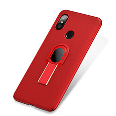 Funda Dura Plastico Rigida Carcasa Mate con Anillo de dedo Soporte A01 para Xiaomi Mi 8 Rojo