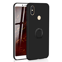 Funda Dura Plastico Rigida Carcasa Mate con Anillo de dedo Soporte A01 para Xiaomi Redmi Y2 Negro